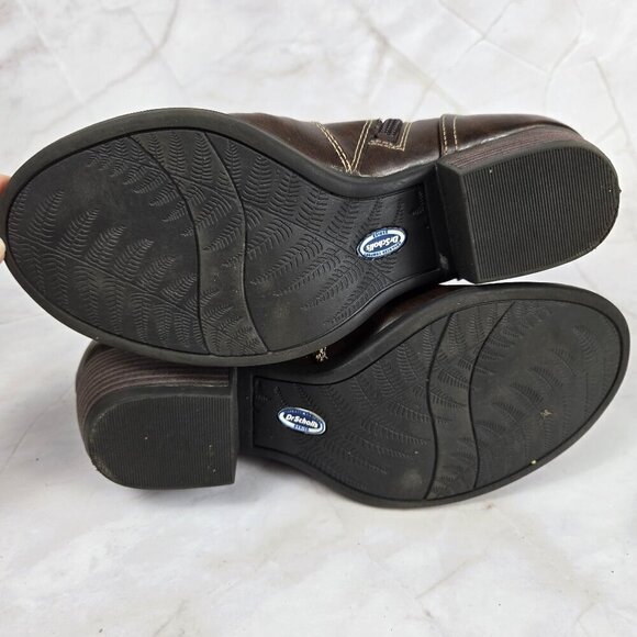 Dr Scholl's Size 8.5 Jolt Brown Faux Leather Booties Side Zipper Chunky Heel - Picture 13 of 16